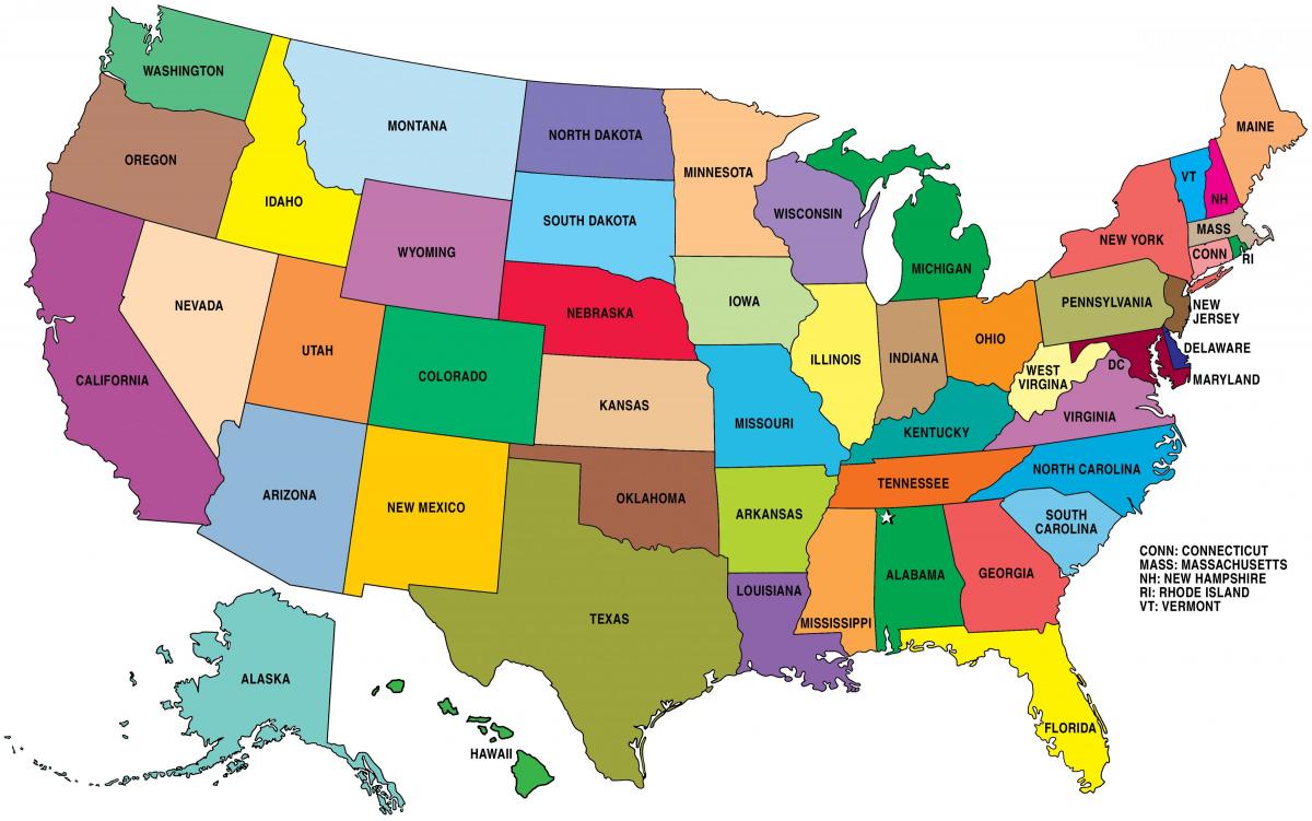 Grote kaart van de VS