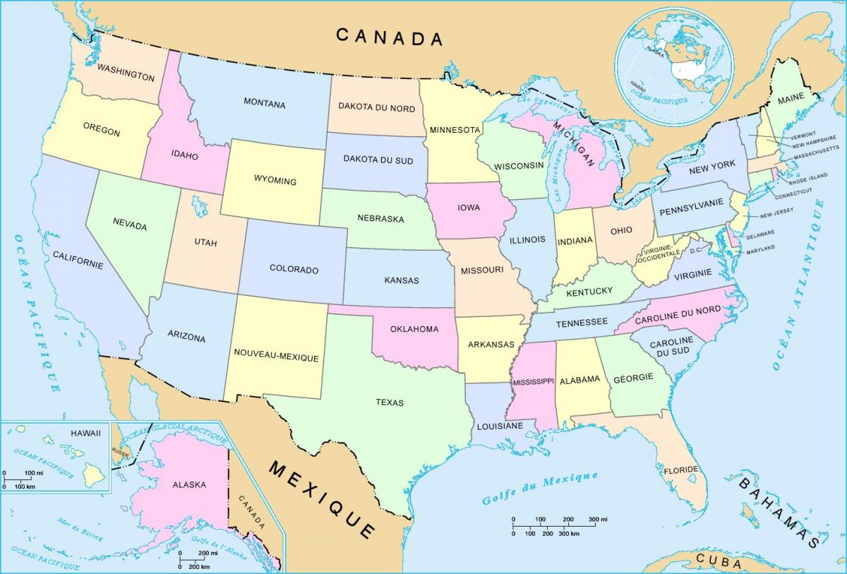 Kaart ten zuiden van de VS