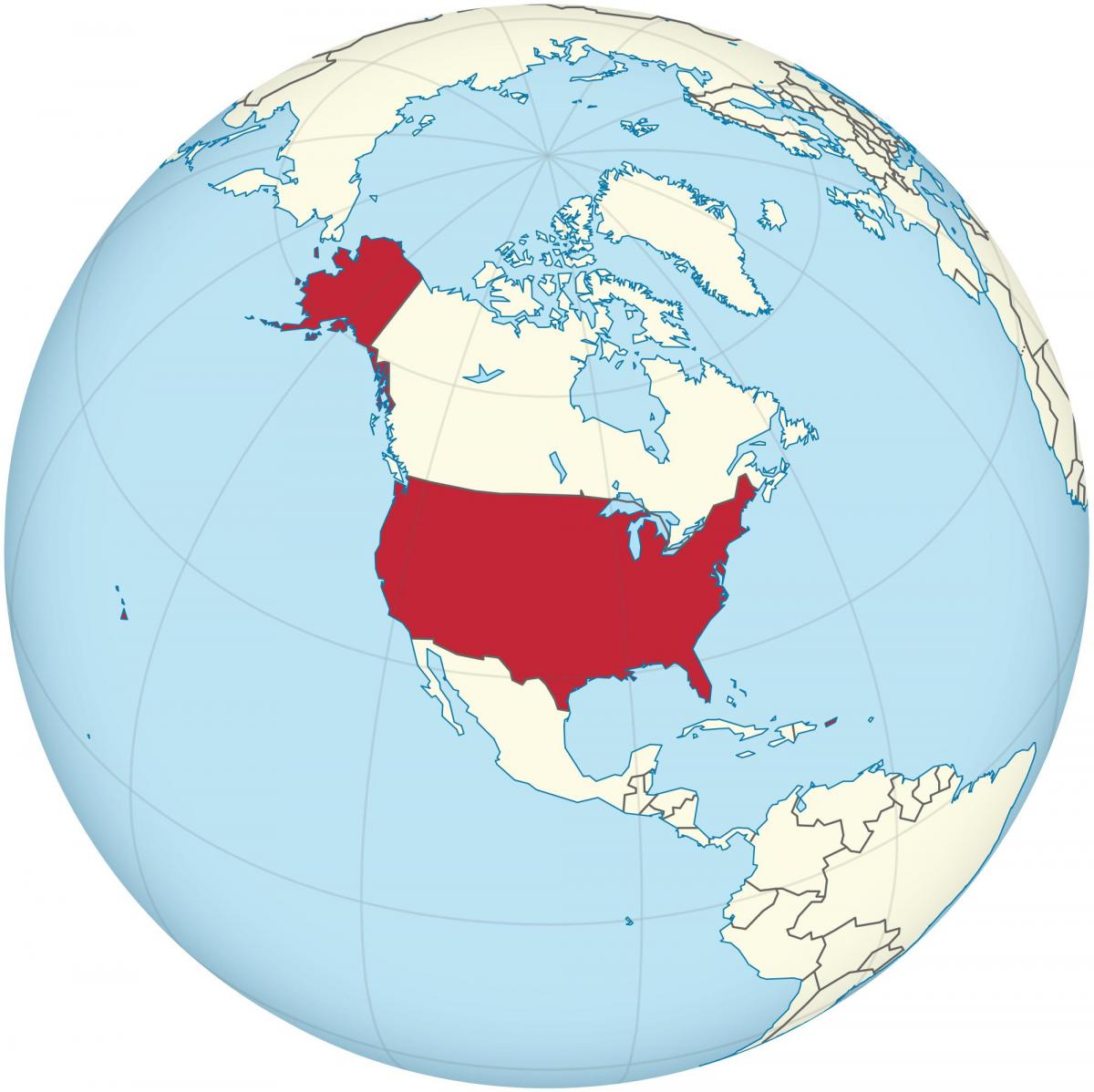 VS-locatie op de kaart van Noord- en Zuid-Amerika