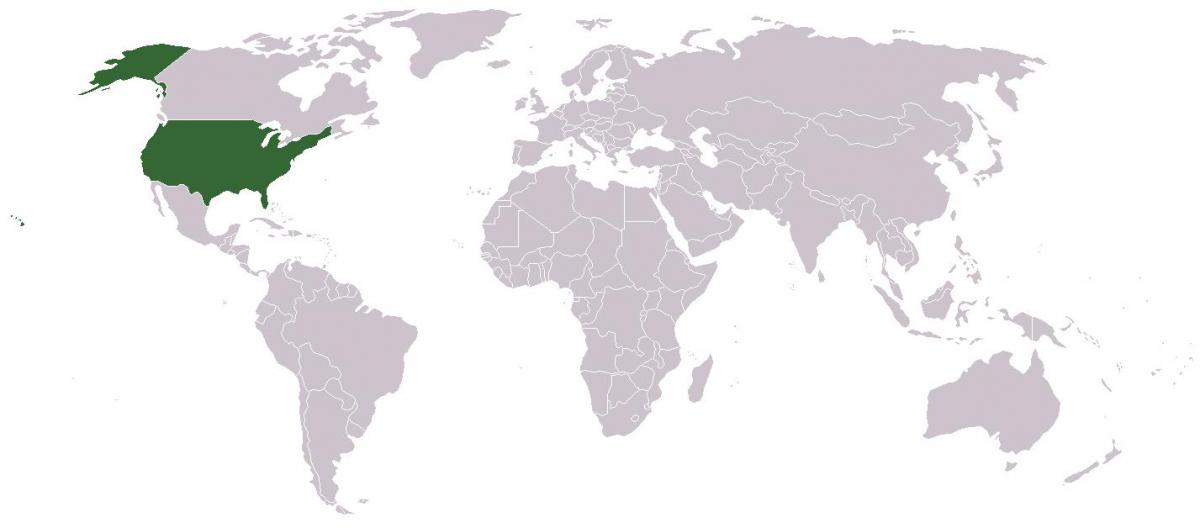 Locatie van de VS op de wereldkaart